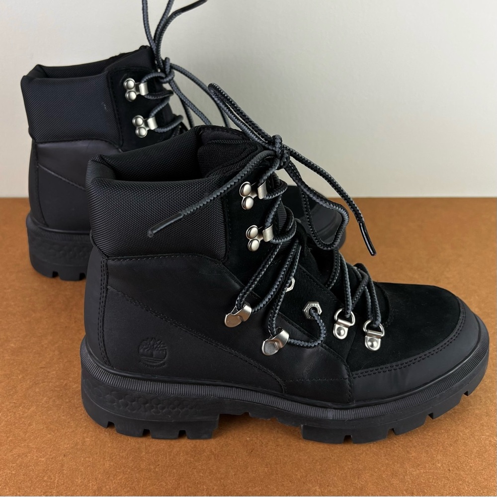 TIMBERLAND BLACK LEATHER HIKER BOOTS - Picture 4 of 14